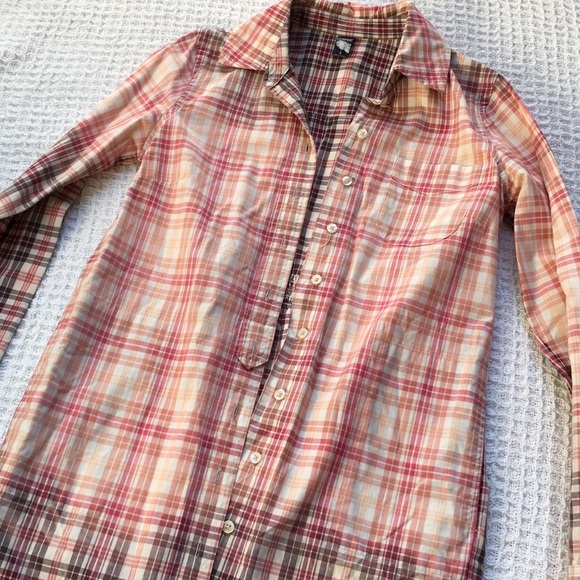Free People Tops - Free People Pink Plaid Tunic Button Down Dress